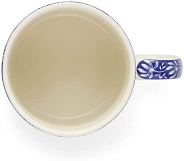 אוסף איטלקי כחול ספוד 9 ספל ספל | סט של 4 כוסות לתה, משקאות חמים וקפה | עשוי חרסינה משובחת | כחול/לבן